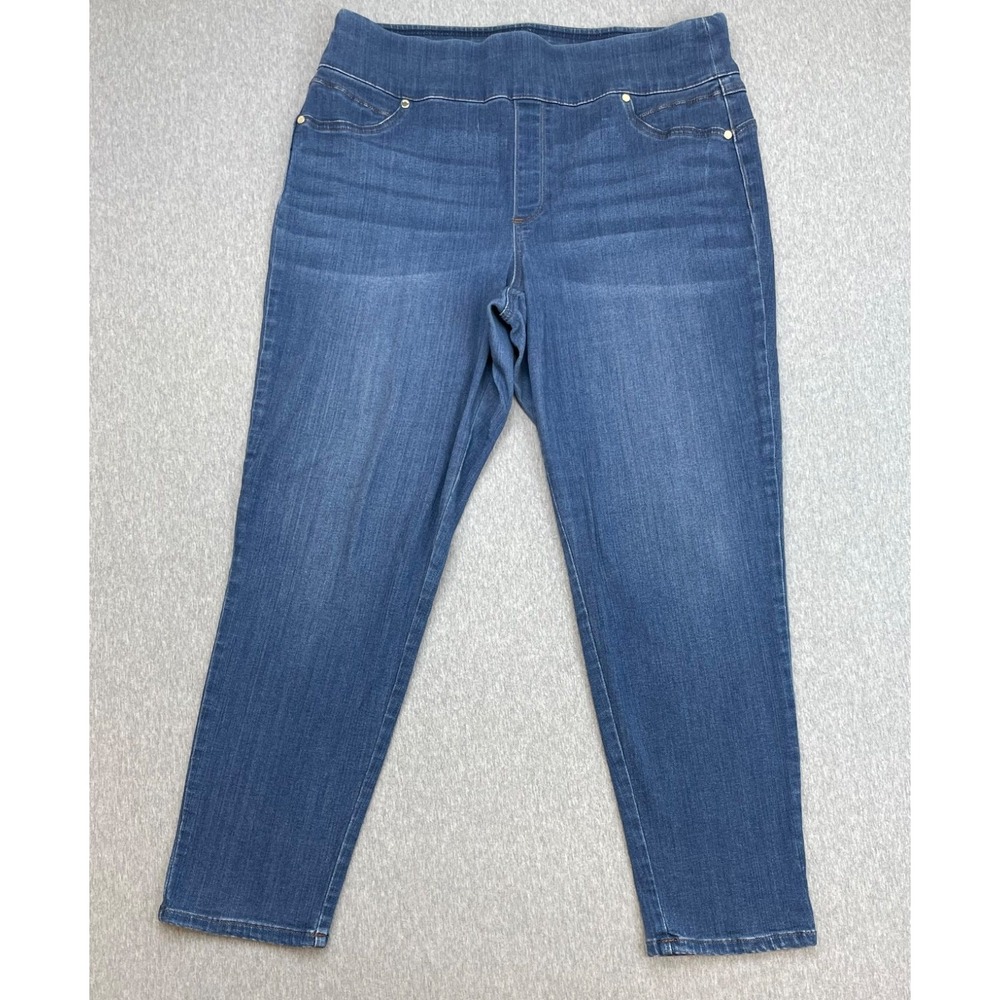 Chicos Jeans Womens 2.5 (US 14) Blue Cotton Blend Stretch Pull On Jegging Ankle
